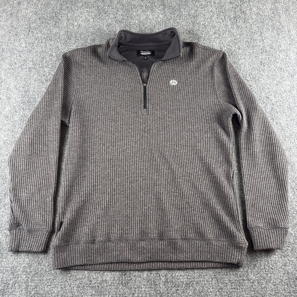 Straight Down Mens Optic Quarter-Zip Pullover Waffle Knit Golf Sweater M